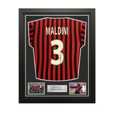 Paolo Maldini Signed AC Milan 2000 Home  Football Shirt. Standard Frame