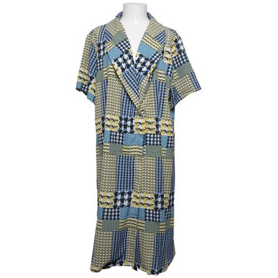 Unique 21, Kleid, Größe: 52, Blau/Gelb/Weiß/Schwarz, Damen #RgK