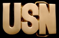 MH04177 NOS VINTAGE 1970s  USN  UNITED STATES NAVY SOLID BRASS BUCKLE