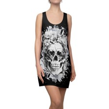 Floral Skull Print Racerback Dress | Day of the Dead Style, FREE SHIPPING