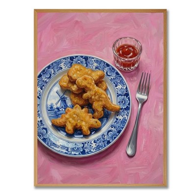Funny Kitchen wall art Dino Nugget Artwork Vintage Dino Pictures Wall Decor D...