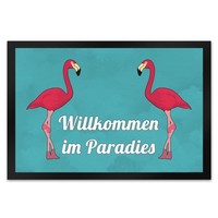 FußMatte XL In 40X60 Cm Mit Flamingomotiv Und Spruch: Willkommen Im Paradies