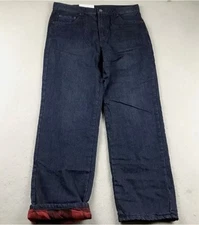 Mens Flannel Lined Denim Blue Jeans 40 x 32 ADVENTURIDGE Straight Fit NEW W/TAGS