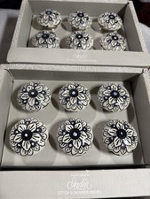 Hand Painted Vintage Ceramic Knobs for Kitchen Cabinet Drawer Pulls Set of 12