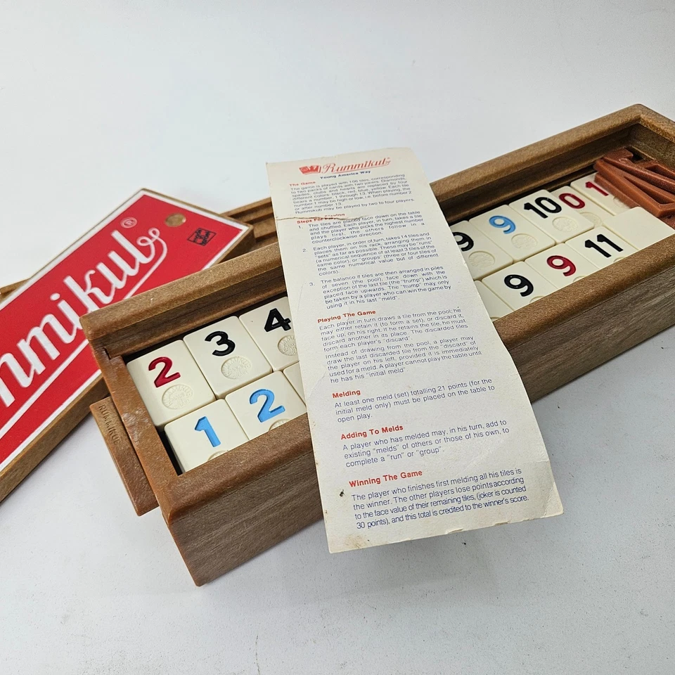 Vintage 1970's Rummikub Game Faux Wood Resin Case w/Instructions Made in Israel - Image 3 of 3