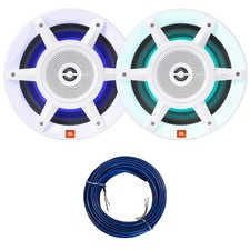 2x JBL STADIUM W8030AM 8" 500W Max 3-Way RGB LED White Speakers, Speaker Wire