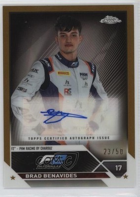2023 Topps Chrome Formula 1 Gold Refractor 23/50 Brad Benavides Auto 15wb