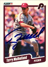 TERRY MULHOLLAND #568 Signed 1990 FLEER MLB Baseball Card AUTO PHILLIES