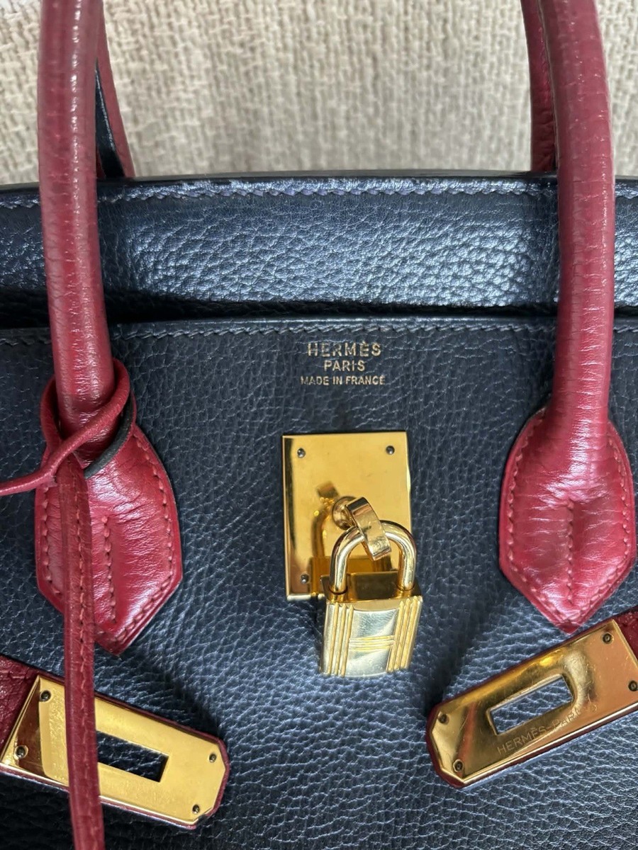Authentic HERMES Birkin HAC 32 vintage 1988 fjord leather bi color