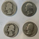 Four (4) Washington Quarters... 1940P, 1942P, 1943D, 1945S   Circulated Ungraded