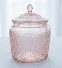 Hazel Atlas Royal Lace Pink Depression Cookie Jar, Mint Condition