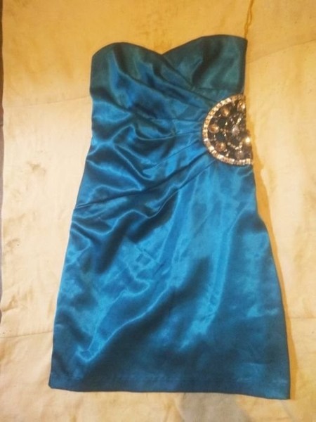 Women Dress Turquoise Satin 36
