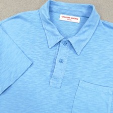 Orlebar Brown Polo Shirt XL Mens Light Blue Heather Lightweight Collared Button