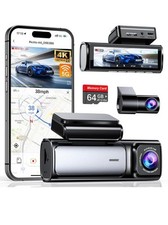 4K Dash Cam Front and Rear, Built-in 5G WiFi GPS, 64GB Card Included, 3.59'' IPS