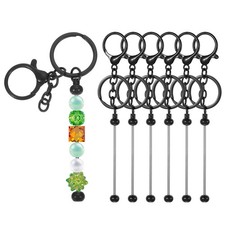 6 Pcs Beadable Keychain Bars, Metal Beaded Keychain Blanks Bulk Making Suppli...