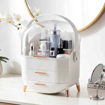 Make Up Organiser Bathroom Large Cosmetic Vanity Case Box 2 Drawers Skincare Sto
