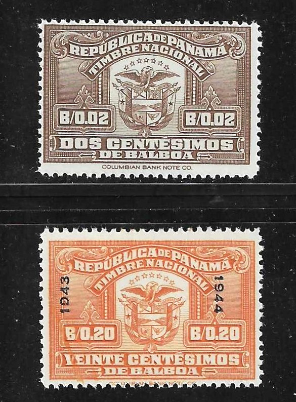 Panama 1940's, 2 fiscals or revenues, American Banknote archives NH