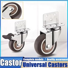 4 x Heavy Duty 65mm Rubber Swivel Castor Wheels with Brake Trolley Furniture UK