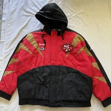 Vtg Sharktooth Puffer San Francisco 49ers Football Jacket Apex One Sz Large READ