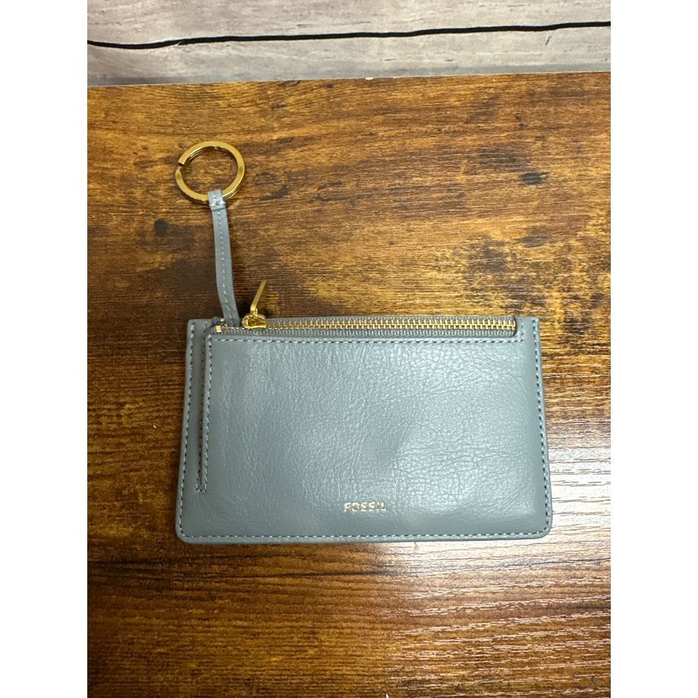 Fossil Leather Card Holder Wallet with ID Window and Keychain-image