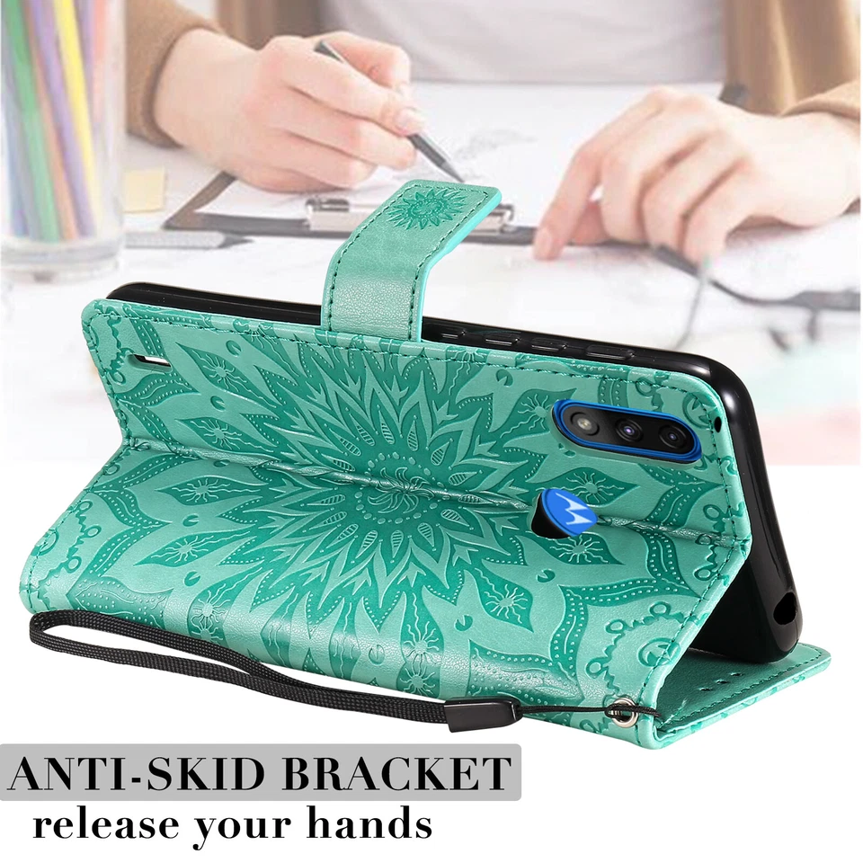 Phone Cover for MotorolaG73 G62 Sun Flower Embossing PU Leather Flip Wallet Case - Image 4 of 4