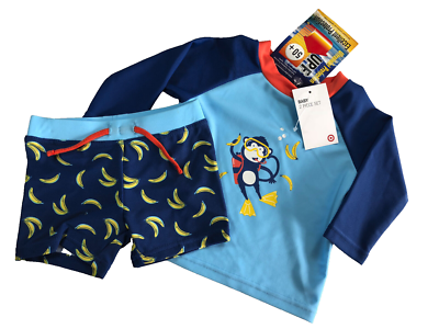 BNWT Baby Boys Sz 000 Target Long Sleeve Rash Top Pants Trunks