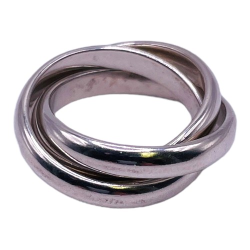 Sterling Silber dreifach ineinandergreifender Dreifaltigkeitsring 3 mm rollend 3 Bandgröße 4