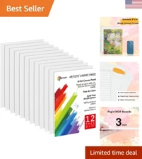 12-Pack 8x10 Inch Gesso Primed Canvas Panels - Artistic Versatility & Durability