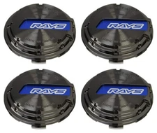 4x Rays GL Center Caps Blue Black for 57DR 57CR 57XTC 57XR 57FXZ Genuine