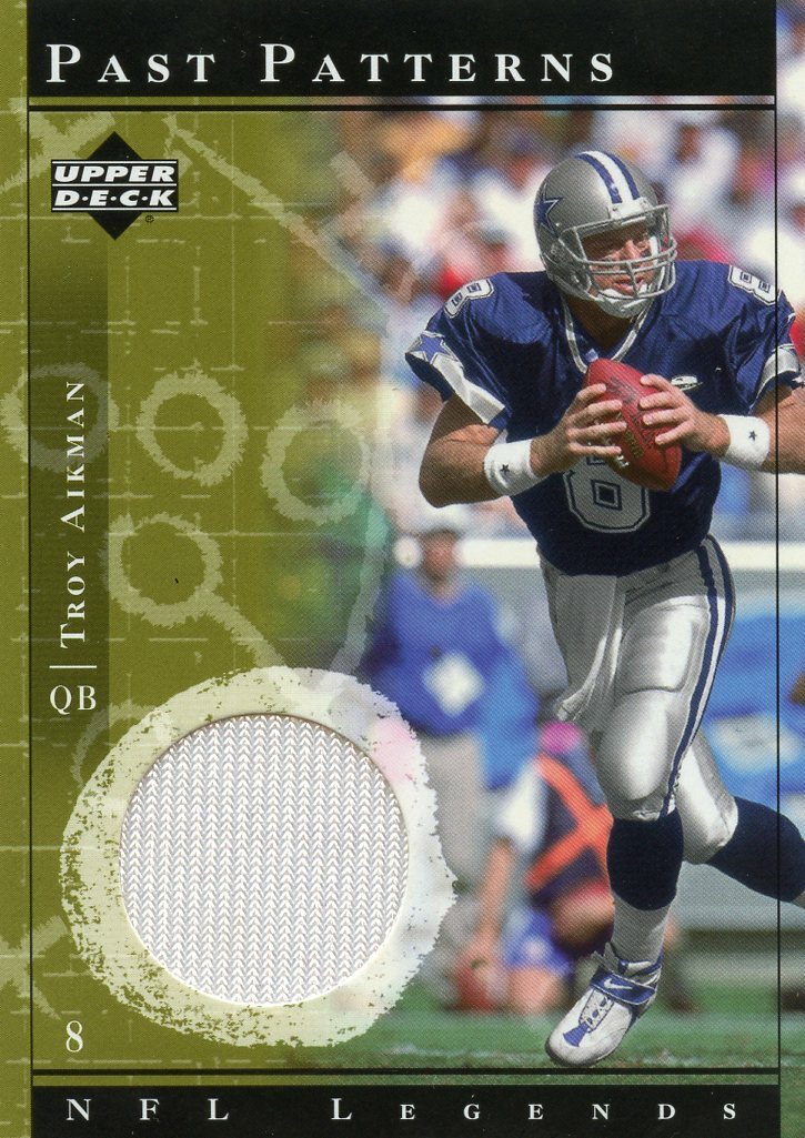 TROY AIKMAN ( 2001 ) NFL LEGENDS GAME-USED ( WHITE ) JERSEY CARD COWBOYS SB QB