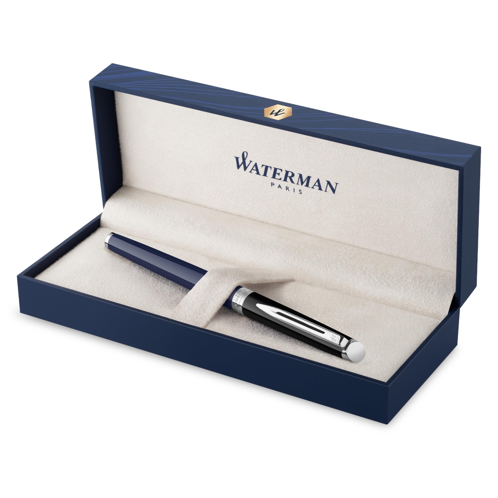 Waterman Hémisphère Fountain Pen   Black & Blue Lacquer with Palladium Coated Tr