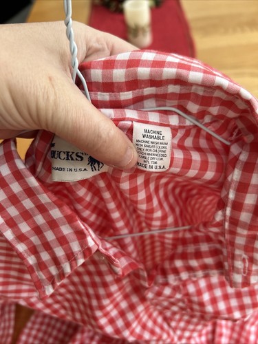 Vtg Genuine Roebucks Pearl Snap Shirt Size XL Red White Gingham Western Cowboy - Picture 8 of 10