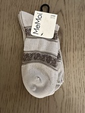MeMoi WOMAN SOCKS Floral Femme Anklet 2 pair pack HIGH RISE COTTON GREY sz 9-11