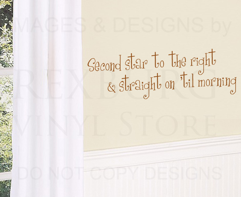 Wall Decal Sticker Quote Vinyl Second Star to the Right Peter Pan ...