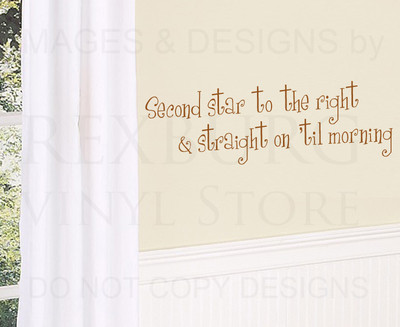 Wall Decal Sticker Quote Vinyl Second Star to the Right Peter Pan ...