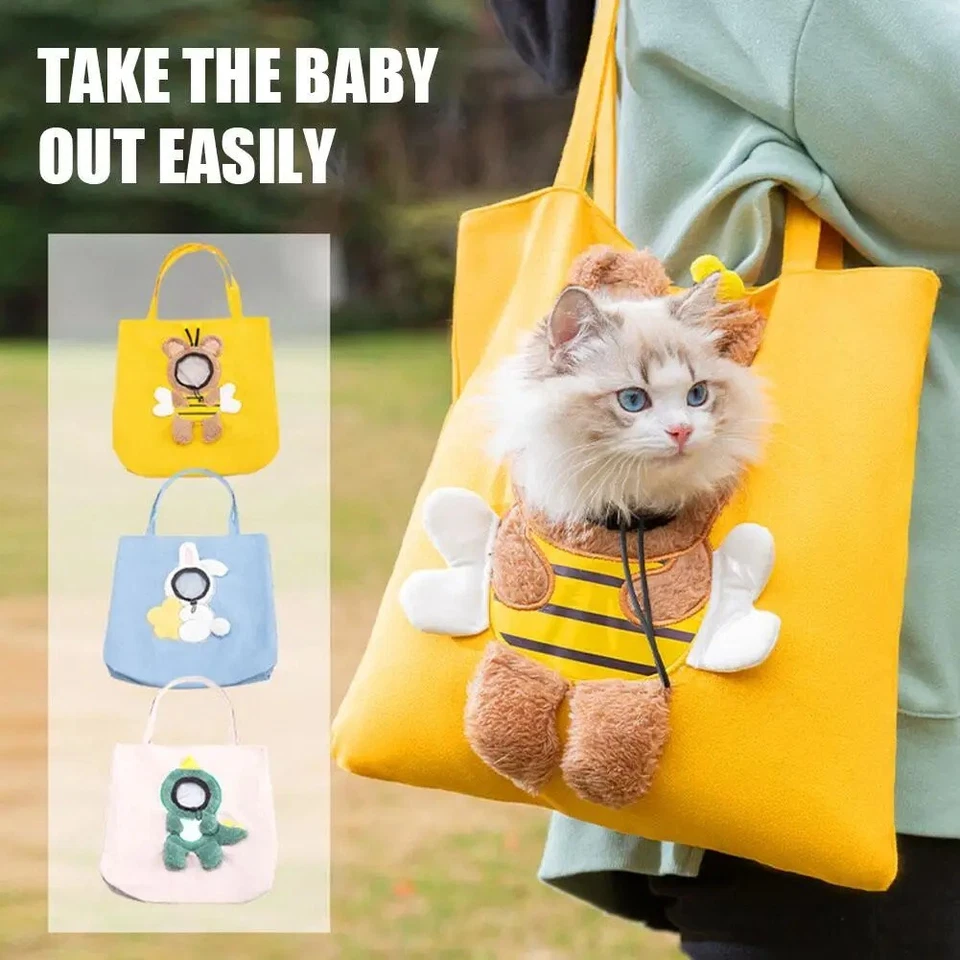 2PCS Pet Handbag Breathable Dog Cat Shoulder Bag Puppy Carrier Pouch Tote Travel - Image 2 of 4