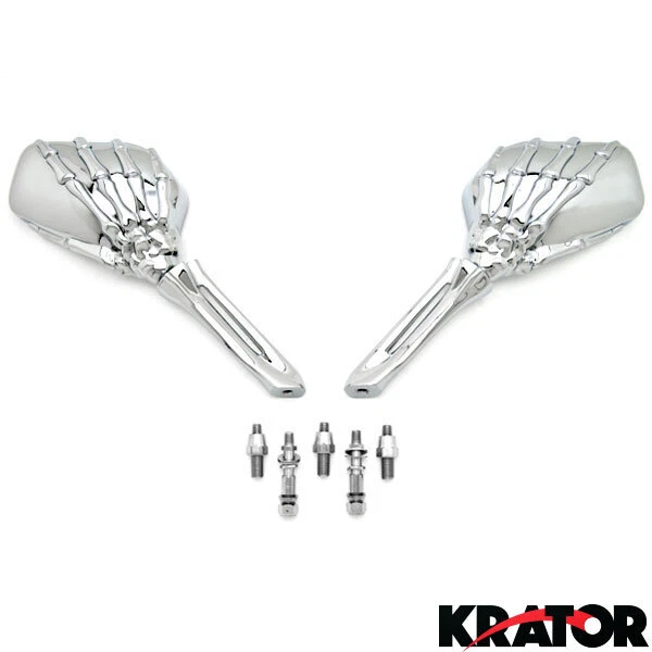 Espejos retrovisores esqueleto personalizados para motocicleta Harley Davidson Dyna Glide Low Rider Foto 2 de 4