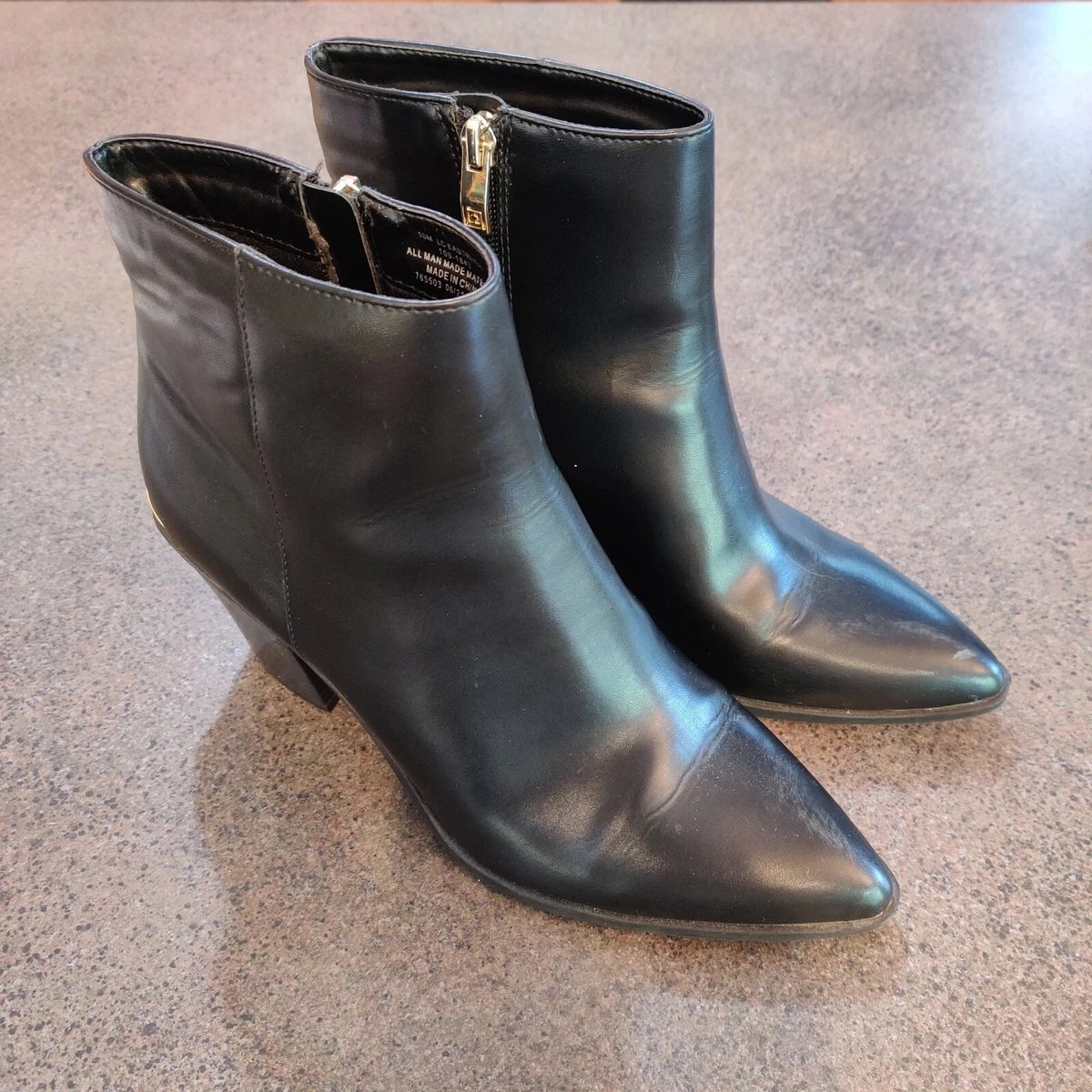 Liz Claiborne Memory Foam Ankle Boots Size 10 M Black Pointed Toe