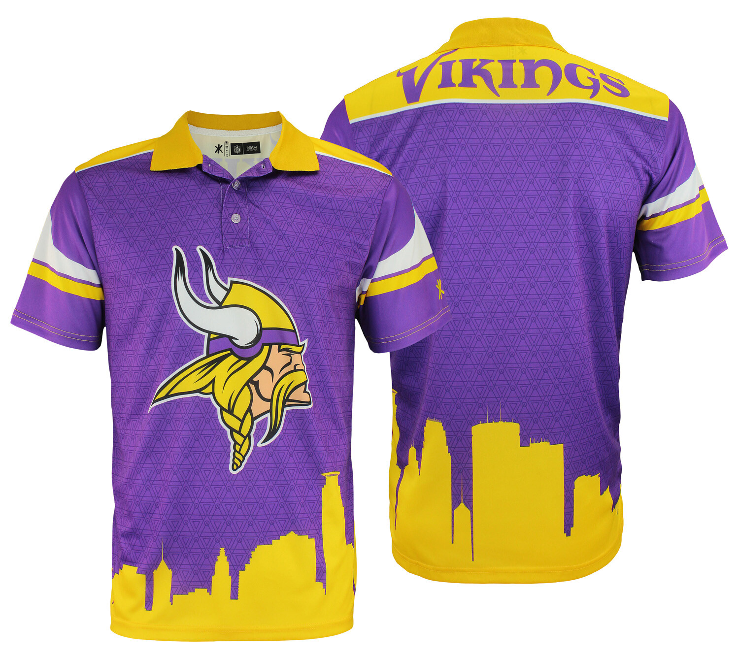 Мужская тематическая рубашка поло Minnesota Vikings от FOCO NFL с желтым воротником