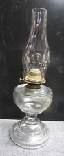Vintage Clear Glass Kerosene Oil Lamp Pedestal Style Queen Anne Burner 17 1/4" T