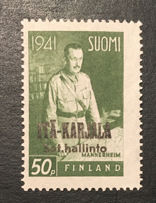 Field Marshal Mannerheim Finnish Kerelia WWII Era Mint Overprint Green Stamp1941