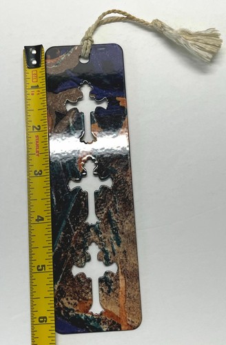 Die Cut Cross Metal Bookmark Abstract Earth Tone Style Christian Religious 6 In - Bild 3 von 10