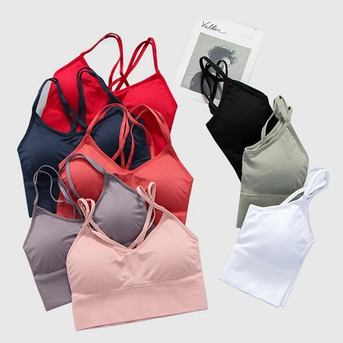 Damen Sport-BH nahtlose Bralette Tank Crop Top gepolstert BH Bustier Cami Weste - Bild 8 von 24