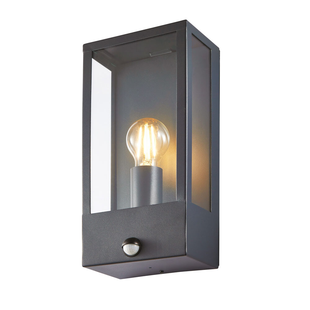 Litecraft Edgworth Outdoor Wall Box Lantern With PIR Motion Sensor - Anthracite