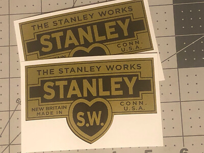 Stanley Tools Oak Chest Gold And Black Sweetheart Vinyl Decals set of 2