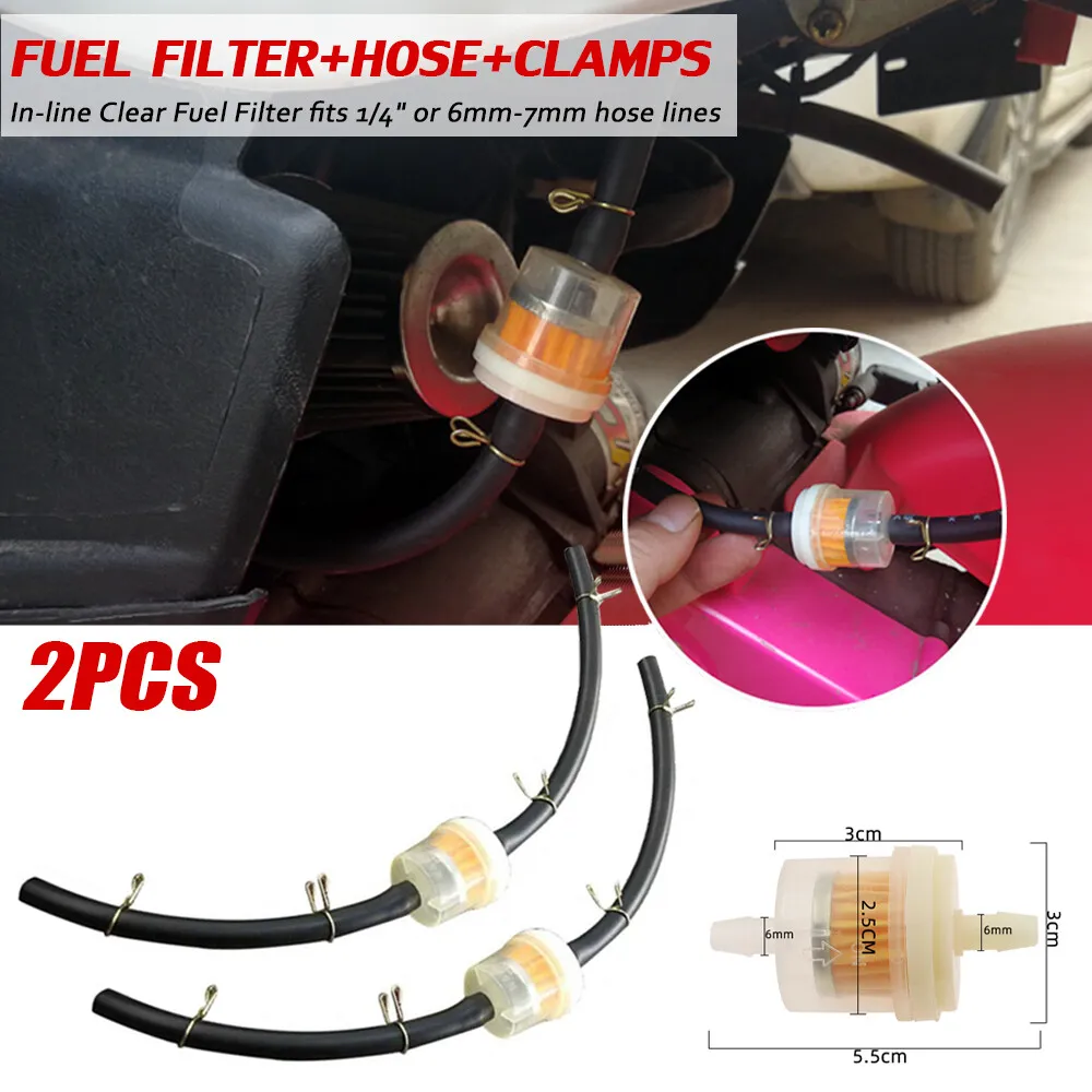 2 Set 1/4 6mm Benzinfilter mit Schlauch Motorrad Kraftstofffilter Roller  Filter