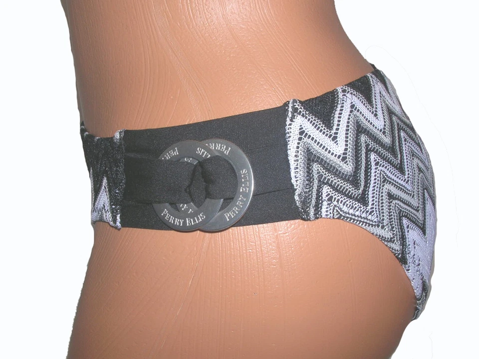 Perry Ellis NEW Black Women's Size S Small 4 6 Swimsuit Bikini Bottom $54 3193 - Image 2 of 2