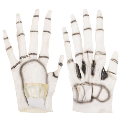 Latex Skeleton Gloves Skull Gothic Gloves Full Finger Skeleton Hand - Imagen 1 de 14