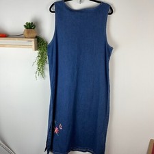 Quacker Factory Denim Dress Floral Butterfly Embroidery Cottagecore size Large