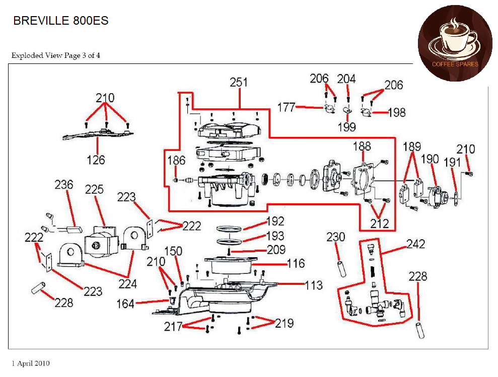 BREVILLE Pump Bypass Safety Valve Assembly 800ES/242 BES820 ESP8